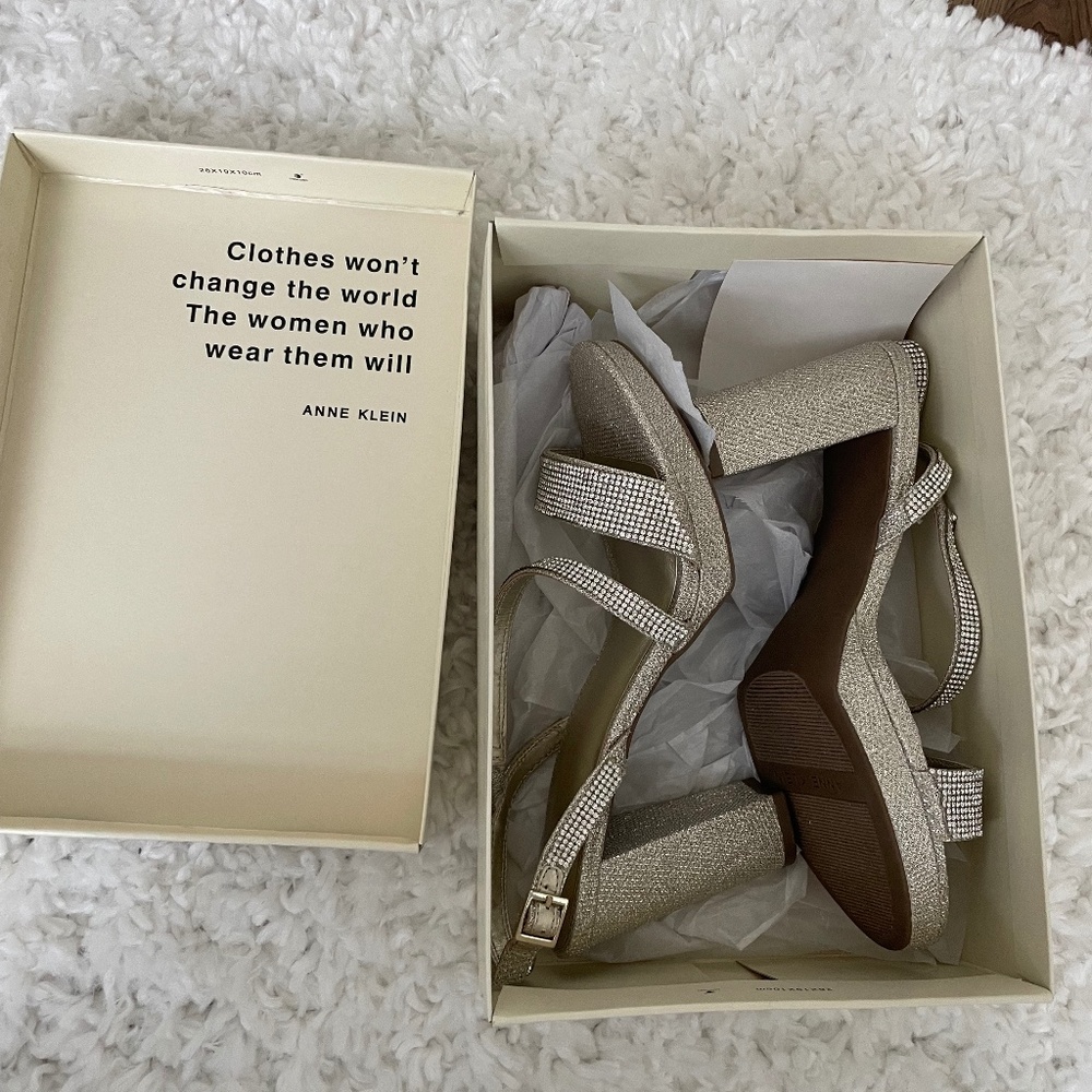 Open-toe, sparkly heels (never worn)